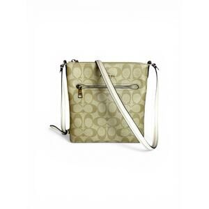 Coach Mini Rowan File Bag Signature Canvas Khaki Chalk Crossbody Purse C2498